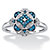 1/5 TCW Round Enhanced Blue and White Diamond Floral Motif Cocktail Ring in Platinum over Sterling Silver-11 at PalmBeach Jewelry
