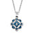1/4 TCW Enhanced Blue and White Diamond Floral Motif Necklace in Platinum over Sterling Silver 18"-11 at PalmBeach Jewelry