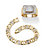 Round Cubic Zirconia Mariner-Link Bracelet and Geometric Ring 2-Piece Set 2.24 TCW Gold-Plated, 8"-11 at PalmBeach Jewelry