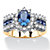 .82 TCW Oval-Cut Sapphire Blue Crystal and White Cubic Zirconia Two-Tone Halo Ring MADE WITH SWAROVSKI ELEMENTS Gold-Plated-11 at PalmBeach Jewelry