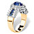 .82 TCW Oval-Cut Sapphire Blue Crystal and White Cubic Zirconia Two-Tone Halo Ring MADE WITH SWAROVSKI ELEMENTS Gold-Plated-12 at PalmBeach Jewelry