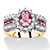 .82 TCW Oval Pink Crystal and CZ Two-Tone Halo Cocktail Ring MADE WITH SWAROVSKI ELEMENTS Gold-Plated-11 at PalmBeach Jewelry