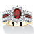 .82 TCW Oval-Cut Garnet Red Crystal and White Cubic Zirconia Two-Tone Halo Ring MADE WITH SWAROVSKI ELEMENTS Gold-Plated-11 at PalmBeach Jewelry