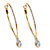 White Crystal Hoop Teardrop Earrings in Gold Tone (1 1/2")-11 at PalmBeach Jewelry