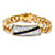 5.70 TCW Genuine Midnight Blue Sapphire and CZ Diagonal Curb-Link Bracelet Gold-Plated 8"-11 at PalmBeach Jewelry