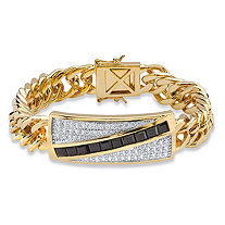 Men's 1.70 TCW Genuine Black Onyx and Cubic Zirconia Channel-Set Bracelet Gold-Plated 8"