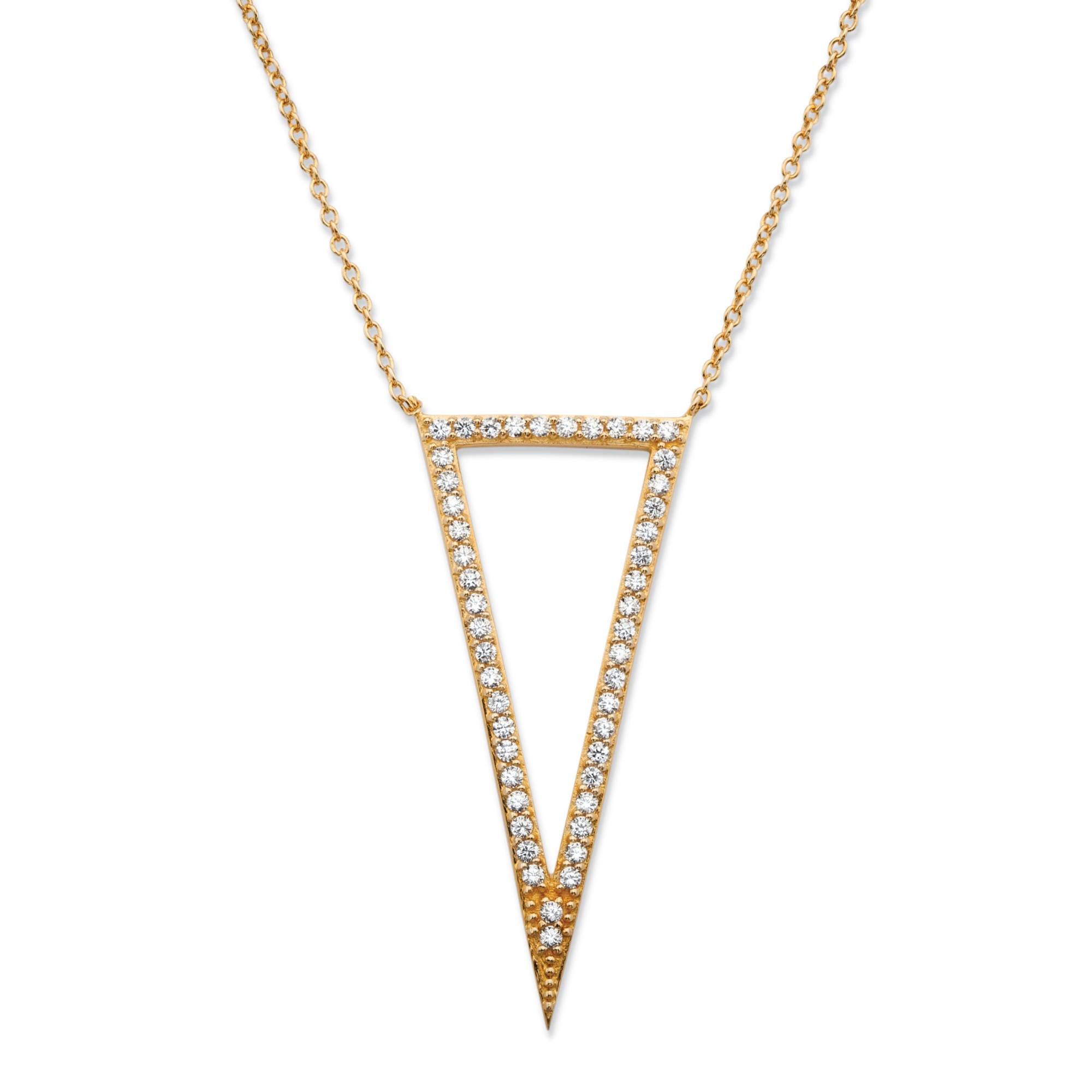 .72 TCW Pave Cubic Zirconia Triangle Pendant Necklace 14k Gold-Plated ...