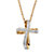 White Diamond Accent Two-Tone Pave-Style Ribbon Loop Cross Pendant Necklace Yellow Gold-Plated 18"-11 at PalmBeach Jewelry