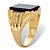 Men's Emerald-Cut Simulated Onyx and Cubic Zirconia Grooved Ring .21 TCW in Gold Ion-Plated Stainless Steel-12 at PalmBeach Jewelry