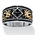 Men's Square-Cut and Pave Black Crystal Two-Tone Scroll Ring in Gold Ion-Plated Antiqued Stainless Steel-11 at PalmBeach Jewelry
