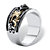 Men's Square-Cut and Pave Black Crystal Two-Tone Scroll Ring in Gold Ion-Plated Antiqued Stainless Steel-12 at PalmBeach Jewelry