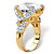 9 TCW Round Cubic Zirconia and Pave Crystal Accent Two-Tone Swirled Crossover Cocktail Ring Gold-Plated-12 at PalmBeach Jewelry