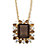 9.62 TCW Emerald-Cut Genuine Smoky Topaz and CZ Accent Halo Pendant Necklace Gold-Plated 18"-11 at PalmBeach Jewelry