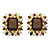 10.04 TCW Emerald-Cut Genuine Smoky Topaz and CZ Accent Halo Earrings Gold-Plated-11 at PalmBeach Jewelry