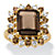 9.62 TCW Emerald-Cut Genuine Smoky Topaz and CZ Accent  Halo Cocktail Ring Gold-Plated-11 at PalmBeach Jewelry