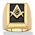 Men's Emerald-Cut Genuine Black Onyx Masonic Square and Compasses Cabochon Ring Gold-Plated-11 at PalmBeach Jewelry