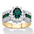 Oval-Cut Simulated Emerald and Cubic Zirconia Halo Cocktail Ring 3.04 TCW Gold-Plated-11 at PalmBeach Jewelry