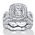 SETA JEWELRY 1.92 TCW Cushion-Cut Cubic Zirconia 2-Piece Double Halo Scalloped Crossover Bridal Ring Set in Platinum Plated Sterling Silver-11 at Seta Jewelry