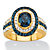 Oval-Cut Simulated Midnight Blue Sapphire MADE WITH SWAROVSKI ELEMENTS Crystal  Halo Cocktail Ring 18k Gold  Plated Sterling Silver-11 at PalmBeach Jewelry