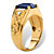 Men's 2.20 TCW Emerald-Cut Created Blue Sapphire and Diamond Accent 18k Gold-Plated Etched Ring-12 at PalmBeach Jewelry