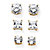 9.20 TCW Round and Princess-Cut White Cubic Zirconia 3-Pair Stud Earrings Set in Gold Tone-11 at PalmBeach Jewelry