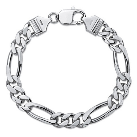 Polished Figaro-Link Chain Bracelet in Sterling Silver 8" (7.5mm) at PalmBeach Jewelry