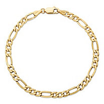 Polished Figaro-Link Chain Bracelet in 10k Yellow Gold 7" (4.5mm)