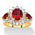 Oval-Cut Red and White Made with Sawrovski Element Crystal Halo Cocktail Ring Yellow Gold-Plated-11 at PalmBeach Jewelry