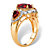 Oval-Cut Red and White Made with Sawrovski Element Crystal Halo Cocktail Ring Yellow Gold-Plated-12 at PalmBeach Jewelry
