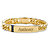 Men's 1.20 TCW Square-Cut Genuine Blue Sapphire Personalized I.D. Curb-Link Bracelet Yellow Gold-Plated 8"-11 at PalmBeach Jewelry