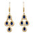Pear-Cut Simulated Blue Sapphire and Cubic Zirconia Halo Chandelier Earrings 4.90 TCW Gold-Plated 2.25"-11 at PalmBeach Jewelry