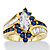 3.05 TCW Marquise-Cut Cubic Zirconia and Simulated Blue Sapphire Bypass Cocktail Ring Yellow Gold-Plated-11 at PalmBeach Jewelry