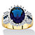 Oval-Cut Simulated Blue Sapphire and White Cubic Zirconia Halo Cocktail Ring 7.64 TCW Yellow Gold-Plated-11 at PalmBeach Jewelry