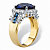 Oval-Cut Simulated Blue Sapphire and White Cubic Zirconia Halo Cocktail Ring 7.64 TCW Yellow Gold-Plated-12 at PalmBeach Jewelry