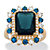 .80 TCW Emerald-Cut Blue Glass and Cubic Zirconia Halo Cocktail Ring Yellow Gold-Plated-11 at PalmBeach Jewelry
