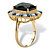 .80 TCW Emerald-Cut Blue Glass and Cubic Zirconia Halo Cocktail Ring Yellow Gold-Plated-12 at PalmBeach Jewelry