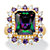 8.40 TCW Emerald-Cut Mystic Cubic Zirconia Halo Cocktail Ring Yellow Gold-Plated-11 at PalmBeach Jewelry