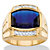 Men's 5.61 TCW Cushion-Cut Created Blue Sapphire and Diamond Ring Yellow Gold-Plated-11 at PalmBeach Jewelry