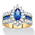 Marquise-Cut Simulated Blue Sapphire and Cubic Zirconia Halo Cocktail Ring 3 TCW Yellow Gold-Plated-11 at PalmBeach Jewelry