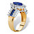 Marquise-Cut Simulated Blue Sapphire and Cubic Zirconia Halo Cocktail Ring 3 TCW Yellow Gold-Plated-12 at PalmBeach Jewelry