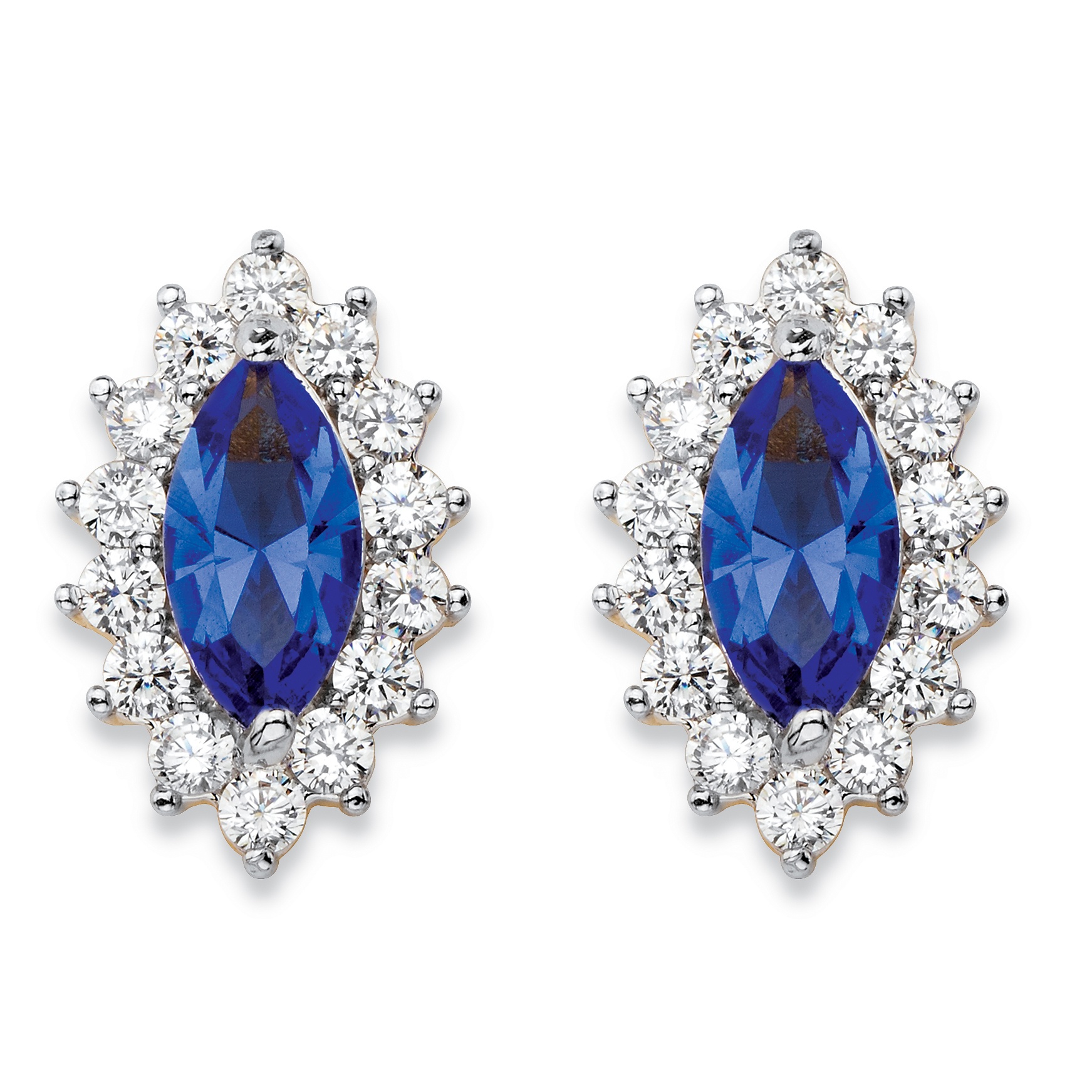 .98 TCW Marquise-Cut Blue Crystal and Cubic Zirconia Halo Stud Earrings ...