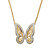 Diamond Accent Pave-Style Two-Tone Butterfly Pendant Necklace Yellow Gold-Plated 18"-20"-11 at PalmBeach Jewelry
