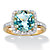 5.86 TCW Genuine Sky Blue Topaz and Cubic Zirconia Halo Cocktail Ring in 14k Gold over .925 Sterling Silver-11 at PalmBeach Jewelry