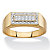 Men's White Diamond Accent Rectangle Two-Tone Halo Grid Ring Yellow Gold-Plated-11 at PalmBeach Jewelry