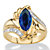 Marquise-Cut Simulated Blue Sapphire and Cubic Zirconia Accent Bypass Ring 2.28 TCW Yellow Gold-Plated-11 at PalmBeach Jewelry