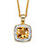 1.83 TCW Genuine Cushion-Cut Yellow Citrine and Diamond Accent Pave-Style Halo Necklace in 14k Yellow Gold over Sterling Silver 18"-20"-11 at PalmBeach Jewelry