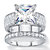 4.80 TCW Princess-Cut White Cubic Zirconia 2-Piece Bridal Wedding Ring Set in Platinum over Sterling Silver-11 at PalmBeach Jewelry