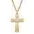 White Diamond Accent Two-Tone Layered Cross Pendant and Curb-Link Necklace Yellow Gold-Plated 22"-11 at PalmBeach Jewelry