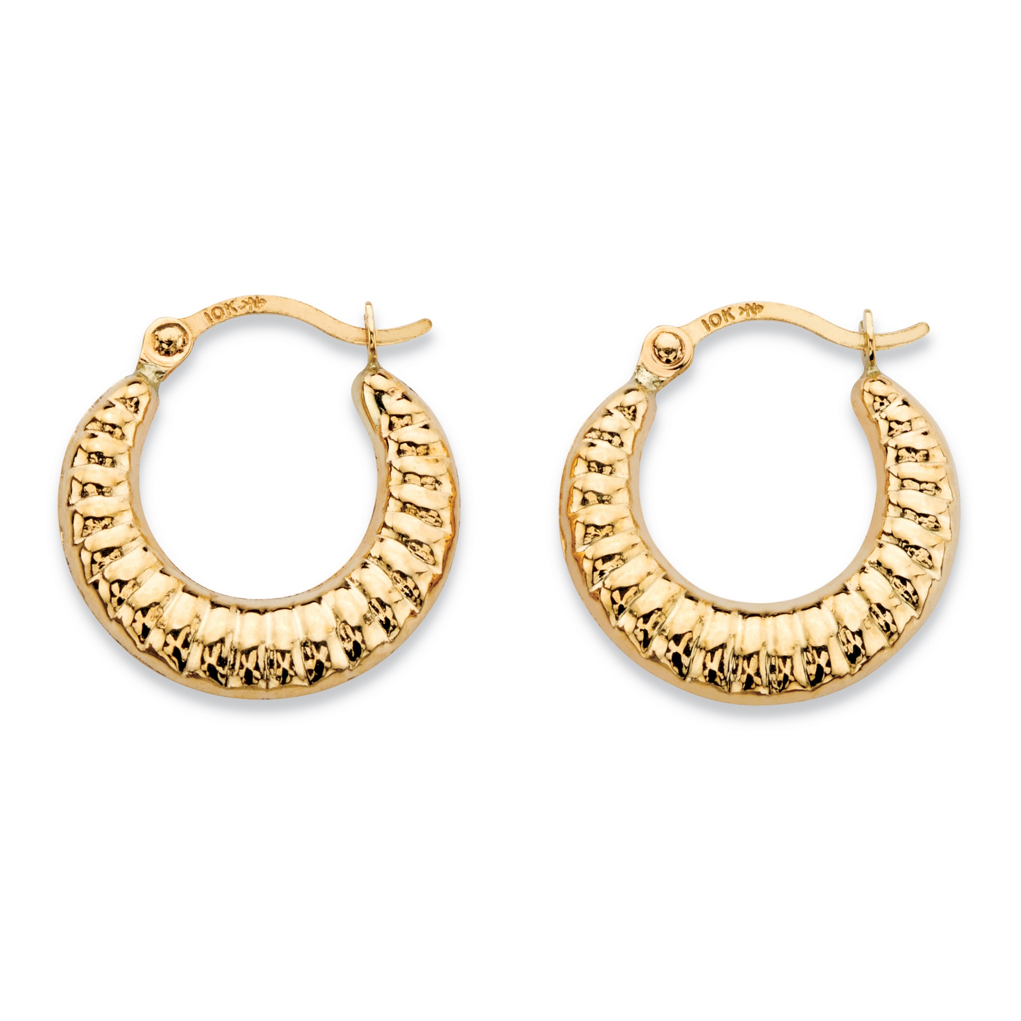 ShrimpStyle Hoop Earrings in 10k Yellow Gold (5/8") at PalmBeach Jewelry