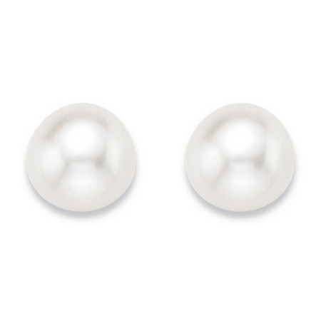 Genuine White Cultured Freshwater Pearl Stud Earrings in 14k Yellow Gold (8mm) at PalmBeach Jewelry